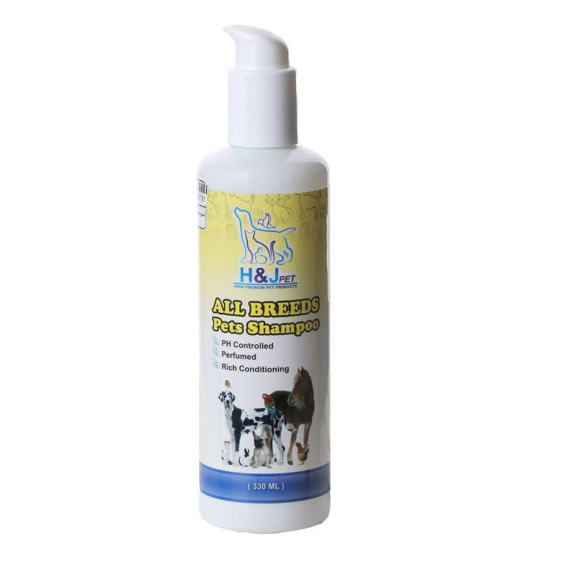 شامپو سگ و گربه اچ اند جی پت مدل ALL BREEDS حجم 330 میلی لیتر