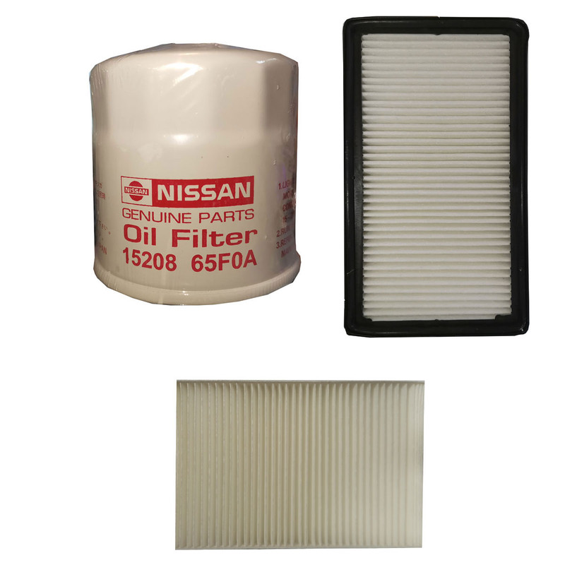 فیلتر روغن خودرو نیسان جنیون پارتس مدل 15208- 65F0A مناسب برای نیسان ماکسیما به همراه فیلتر هوا و فیلتر کابین