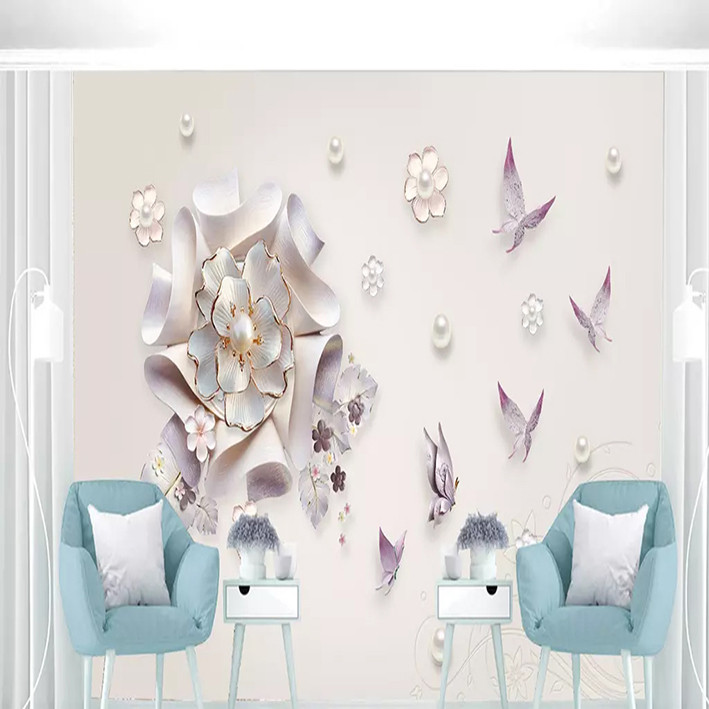 پوستر دیواری سه بعدی مدل گل برجسته مرواریدی DVRF1394